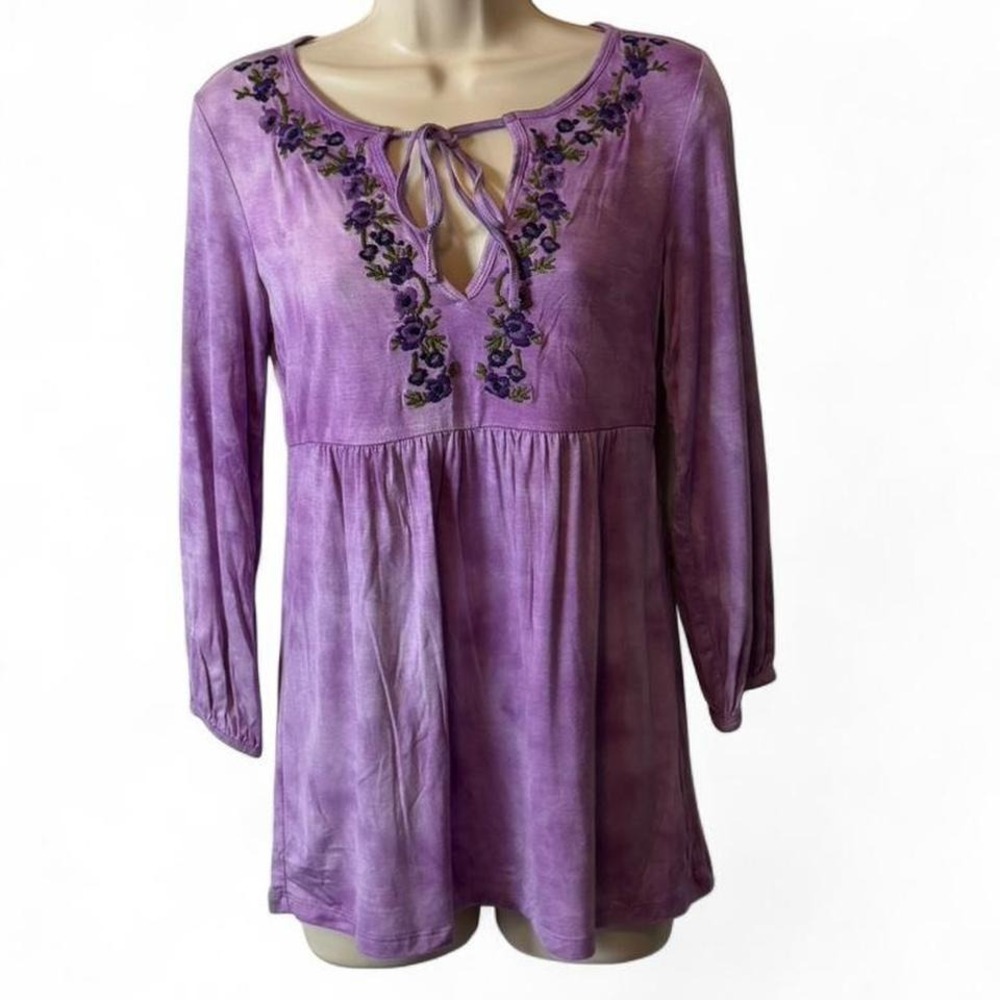 Y2K INC International Concepts‎ Purple Tie Dye Boho Tunic Blouse, Women's Size S